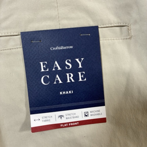 NEW Croft & Barrow Pants 38x30 Easy Care Khaki Beige Flat Dress Chino NWT - Picture 4 of 8